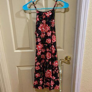 Xhilaration small black and red floral midi dress